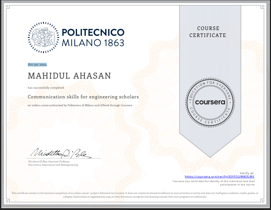 Communication skills for engineering scholars